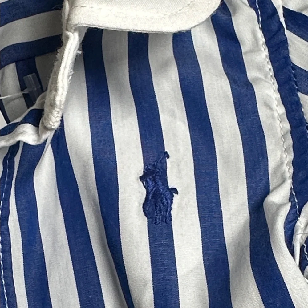 Ralph Lauren Striped Poplin Dress in Blue White Yellow baby infant size 9 months